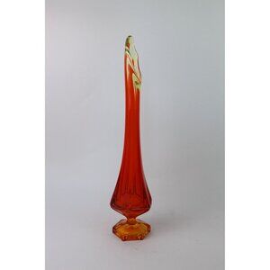 Vintage Amberina Glass Swung Bud Vase 14" Tall With Flame-Colored Gradient Desig